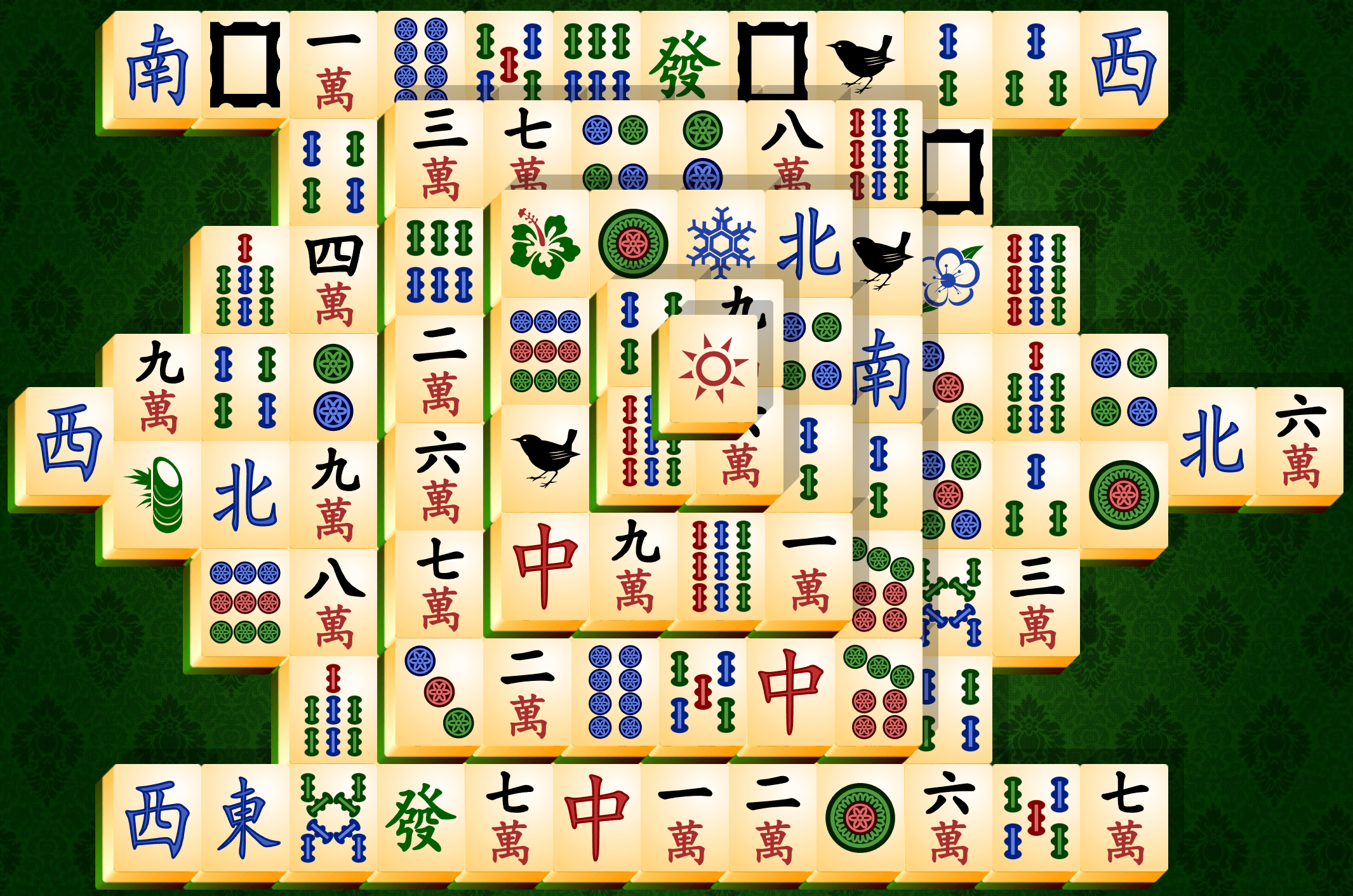 Mahjong Pasziánsz, a Teknős elrendezés